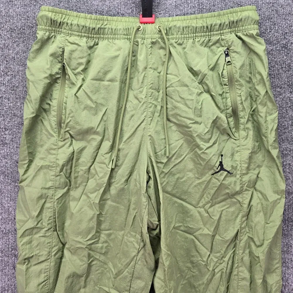 Jordan Sport Jam Warmup Pants Mens Large Olive Green Logo Nylon Track Joggers